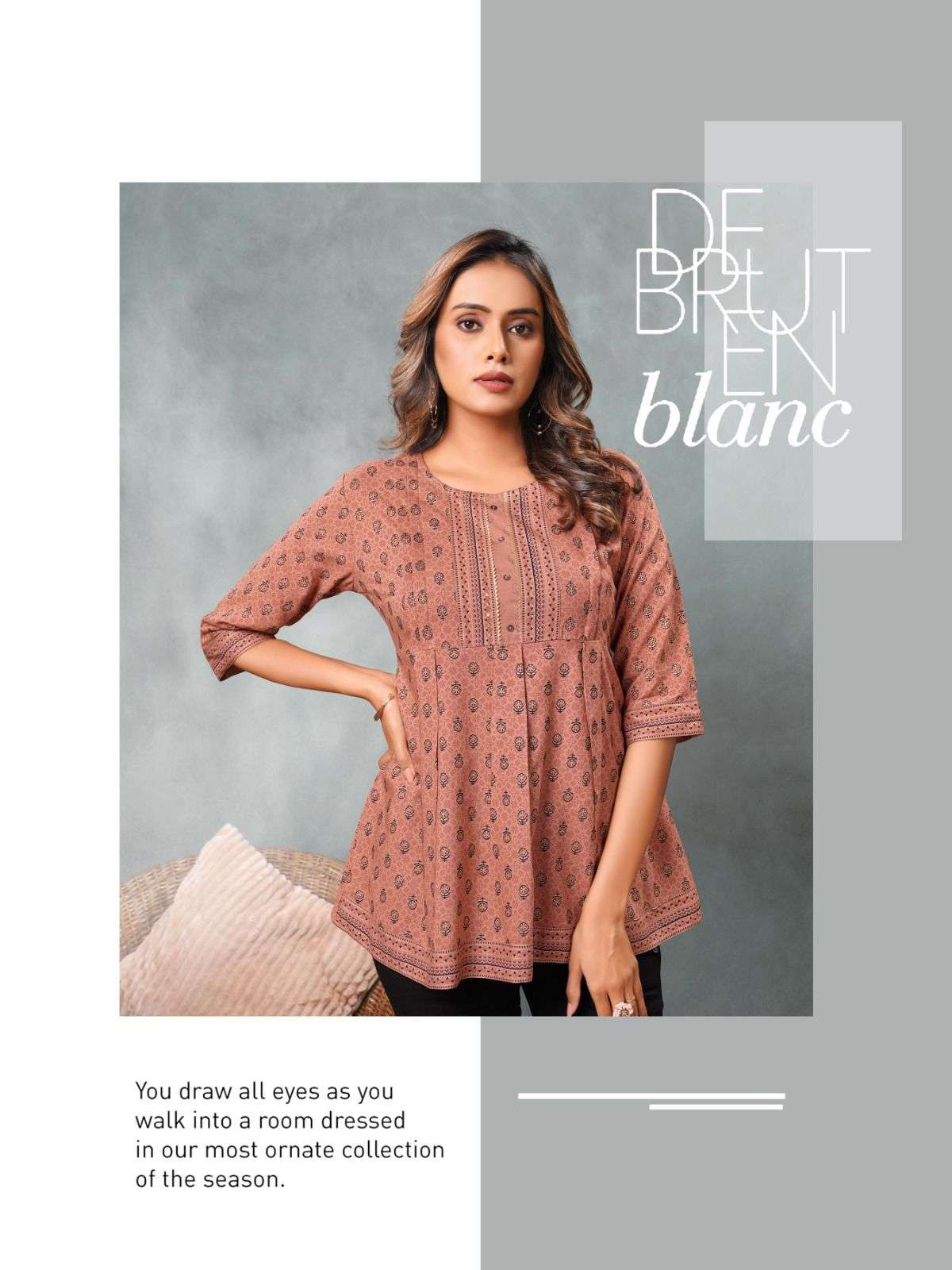 MAYRA RAYON SLUB DESIGNER SHORT KURTAS WITH STYLISH PRINTS ANDHANDWORK BY HARITAGE BRAND 1006 C